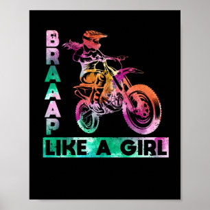 Braap like a Girl Funny Motorrad Girl Moto Poster