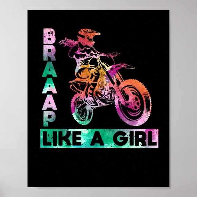 Braap like a Girl Funny Motorrad Girl Moto Poster (Vorne)