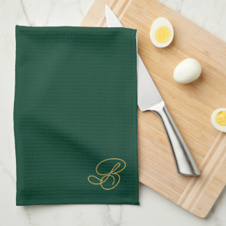 Brabded Grünes und goldenes Monogramm Anfangsbuchs Geschirrtuch