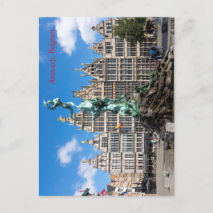 Brabos Denkmal und Gildenhäuser Antwerpen Postkarte