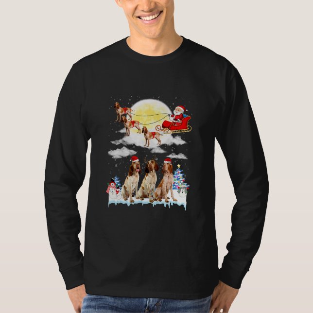 Bracco Italiano Dog Santa Sleigh Weihnachten  T-Shirt (Vorderseite)