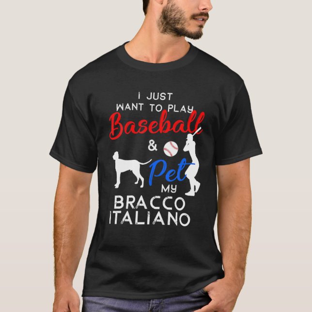 Bracco Italiano Funny Baseball Dog Owner Lover Xma T-Shirt (Vorderseite)