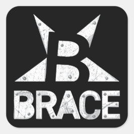 BRACE "Classic"-Logo, weißer Text auf schwarz Quadratischer Aufkleber