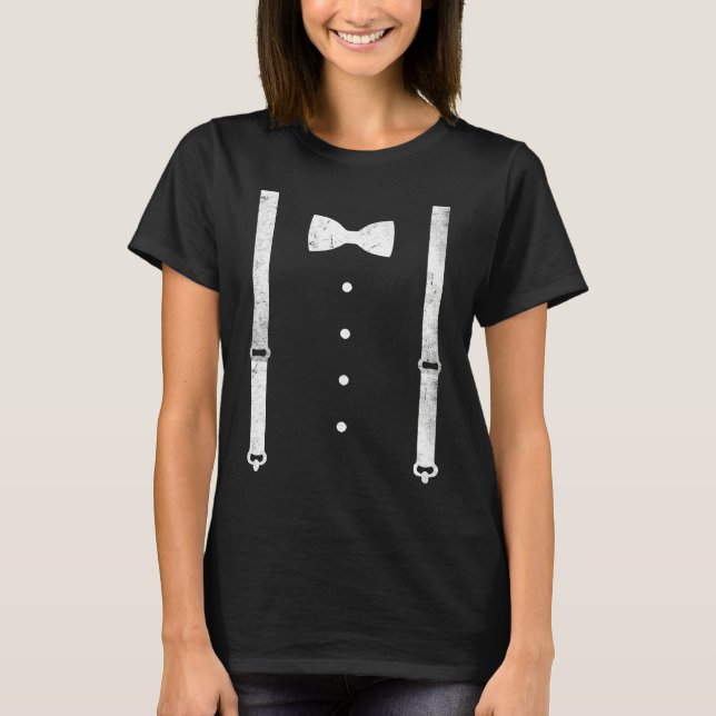 Braces Bow Tie Dress Code Black Tie Party T-Shirt (Vorderseite)