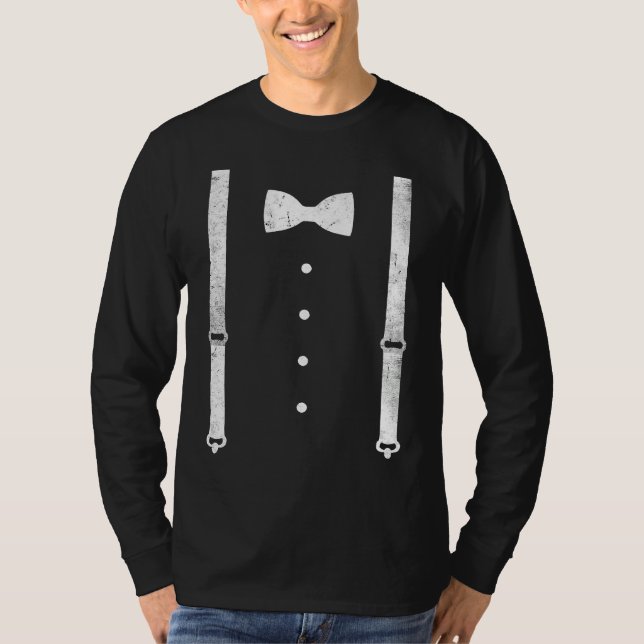 Braces Bow Tie Dress Code Black Tie Party T-Shirt (Vorderseite)