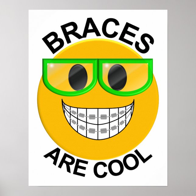 Braces sind Coole Zahnstangenplatine - grüne Brill Poster (Vorne)