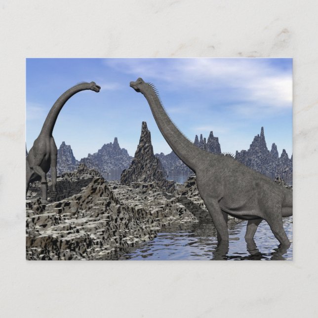 Brachiosaurus-Dinosaurier - 3D-Darstellung Postkarte (Vorderseite)