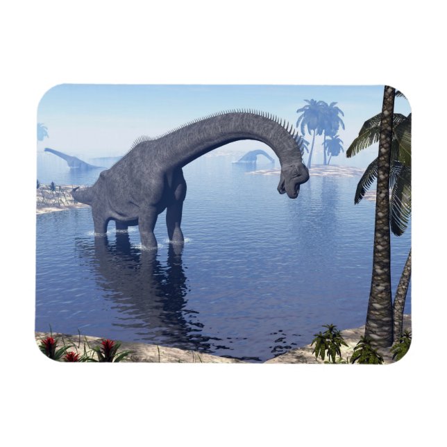 Brachiosaurus dinosaurier in Wasser - 3D-Darstellu Magnet (Horizontal)