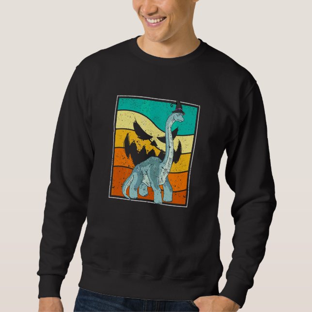Brachiosaurus Hexenkürbis Halloween-Dinosaurier-Br Sweatshirt (Vorderseite)