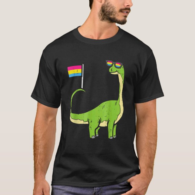 Brachiosaurus Pansexual Flag Pan Pride DInosaurs T-Shirt (Vorderseite)