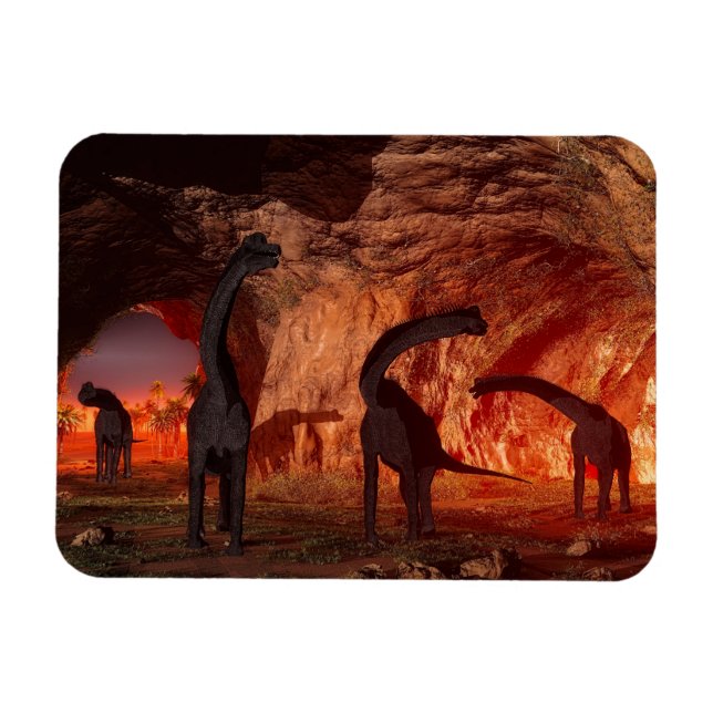 Brachiosaurus verschwindet in einer Höhle Magnet (Horizontal)