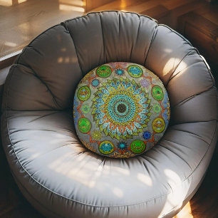 Brachyuras symbolische Kunst der Mandala Rundes Kissen