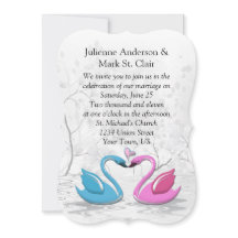 Bracket Edge Pink Blue Kissing Swans Hochzeit