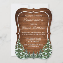 Bracket Snowy Forest & Wood Rural Pine Quinceañera