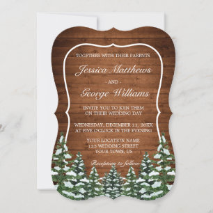Bracket Snowy Wood & Forest Country Pine Hochzeit Einladung