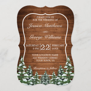 Bracket Snowy Wood & Forest Country Pine Hochzeit Einladung