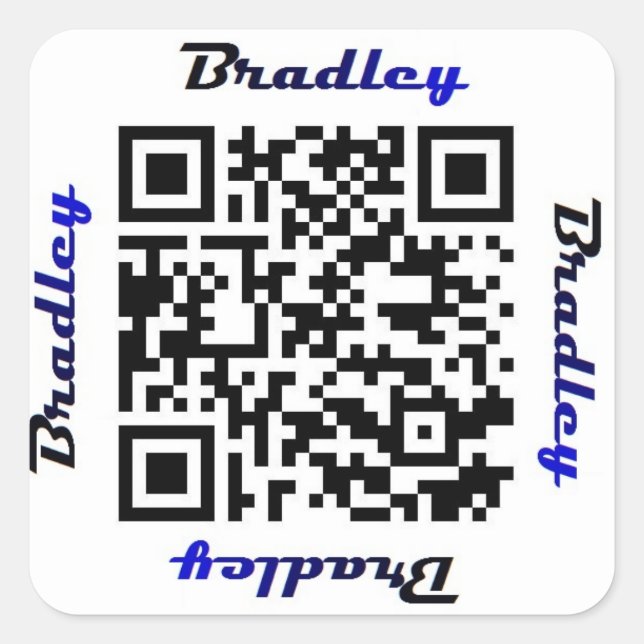 Brad (Bradley) QR-Code Personalisierter NAME-Aufkl Quadratischer Aufkleber (Vorderseite)