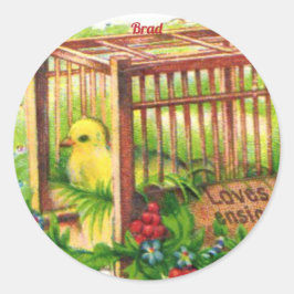 BRAD ~ EASTER CHICK ~ Sweet Niedliche Vintage Kuns Runder Aufkleber