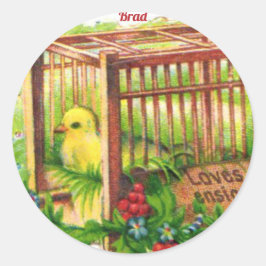 BRAD ~ EASTER CHICK ~ Sweet Niedliche Vintage Kuns Runder Aufkleber