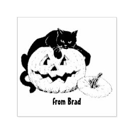 BRAD ~ HALLOWEEN ~ Vintager Katzenkumpen gezeichne Permastempel