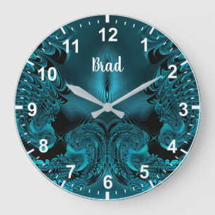 BRAD ~ WOW! Fraktal Muster Grün und Schwarz ~ Große Wanduhr