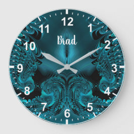 BRAD ~ WOW! Fraktal Muster Grün und Schwarz ~ Große Wanduhr