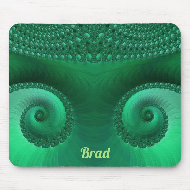 BRAD ~ Zany Shades of Green Fraktal Pattern Mousepad (Vorne)