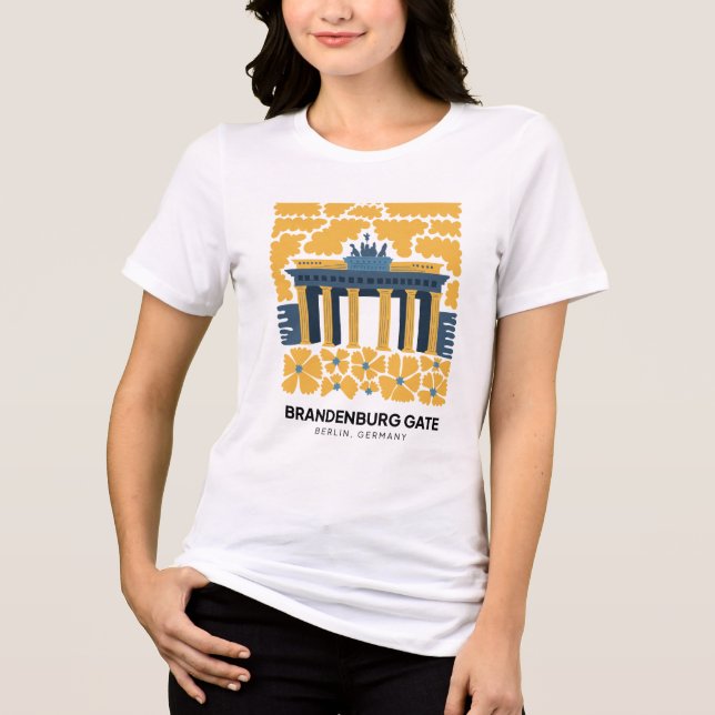 Bradenburger Tor Berlin abstrakte Reisemöglichkeit Tri-Blend Shirt (Vorderseite)