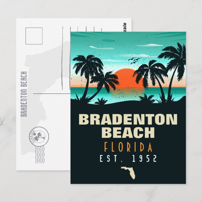 Bradenton Beach Florida Retro Sunset Souvenirs Postkarte (Vorne/Hinten)