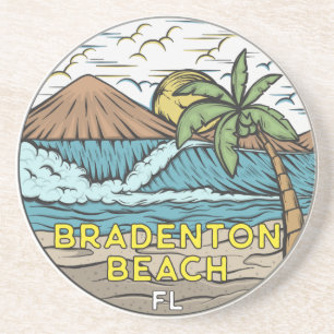 Bradenton Beach Florida Vintage Kunst Getränkeuntersetzer