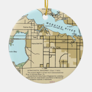 Bradenton FL Nautical Chart Keramik Ornament
