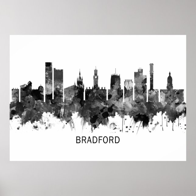 Bradford England Skyline BW Poster (Vorne)