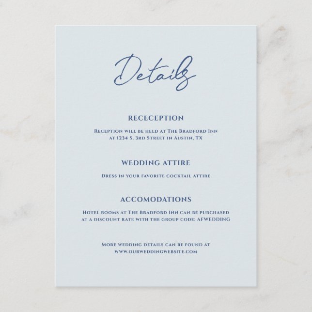 Bradford Modern Wedding Begleitkarte (Vorderseite)