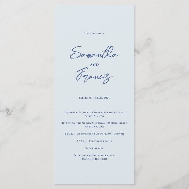 Bradford Modern Wedding Programm (Vorderseite)