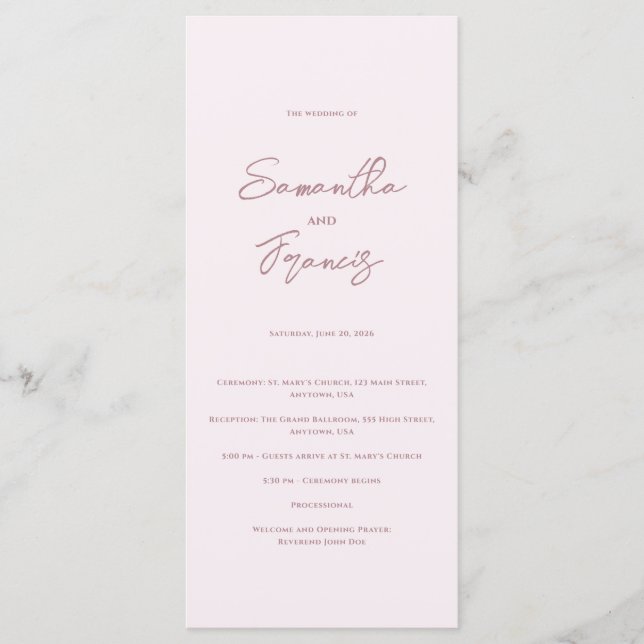 Bradford Modern Wedding Programm (Vorderseite)