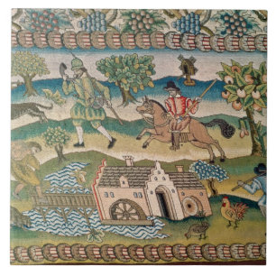 Bradford-Tabellen-Teppich, Detail von Szenen Fliese