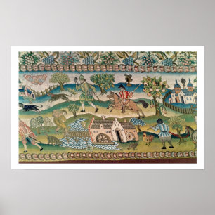 Bradford-Tabellen-Teppich, Detail von Szenen Poster