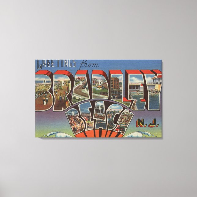 Bradley Beach, New Jersey - Große Buchstabenszenen Leinwanddruck (Vorderseite)
