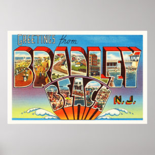 Bradley Beach New Jersey NJ Vintage alte Postkarte Poster