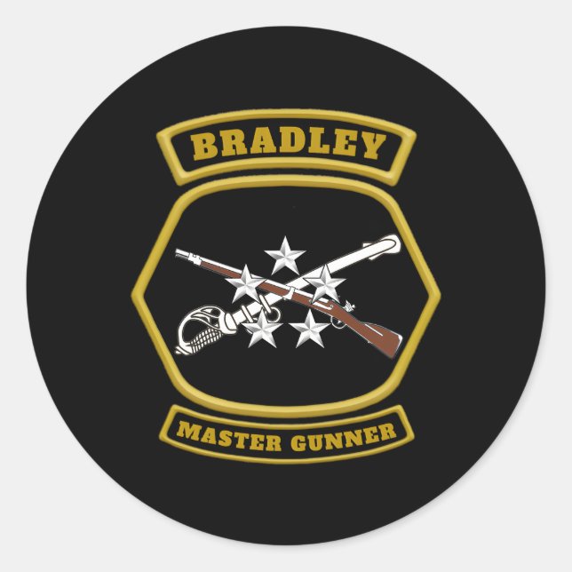 Bradley Master Gunner Emblem Runder Aufkleber (Vorderseite)