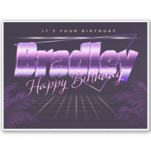 Bradley Name Vorname lila retro Sticker Geburtstag