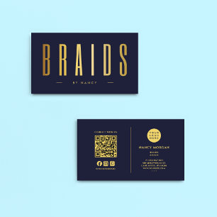 Brads QR Code & Logos Navy und Gold Visitenkarte