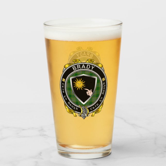 Brady Irish Shield Bierglas Glas (Vorne (Gefüllt))
