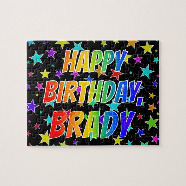 "BRADY" Vorname, Spaß "GLÜCKLICHER GEBURTSTAG" Puzzle (Horizontal)
