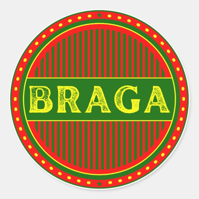 Braga City Pride Emblem – Portuguese Identity Runder Aufkleber (Vorderseite)