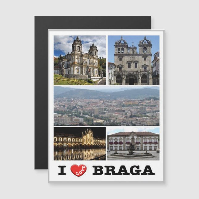 Braga - I Liebe - Portugal - Magnetkarte (Vorne/Hinten)