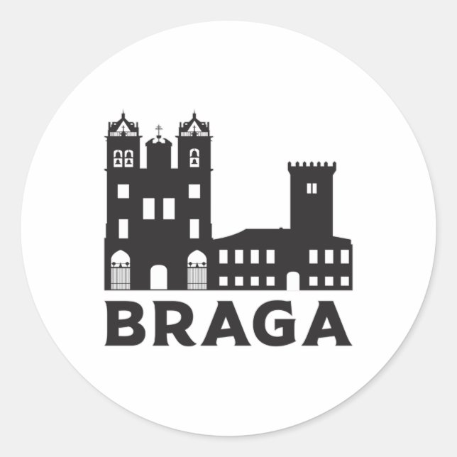 Braga Portugal City Skyline Stadtbild Geschenk Ide Runder Aufkleber (Vorderseite)