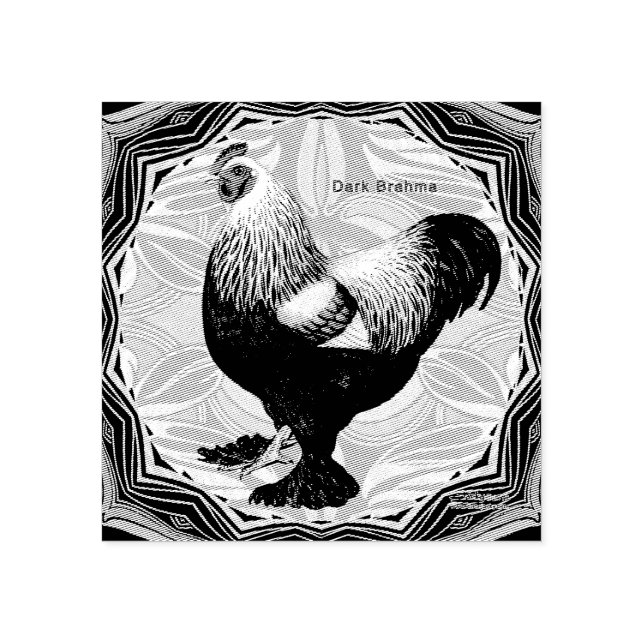 Brahma: Fancy Dark Rooster Gummistempel (Prägung)