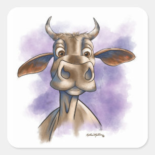 Brahman-Kuh-Cartoon Quadratischer Aufkleber