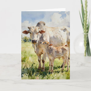 Brahman-Kuh und Kalb in Aquarell Karte
